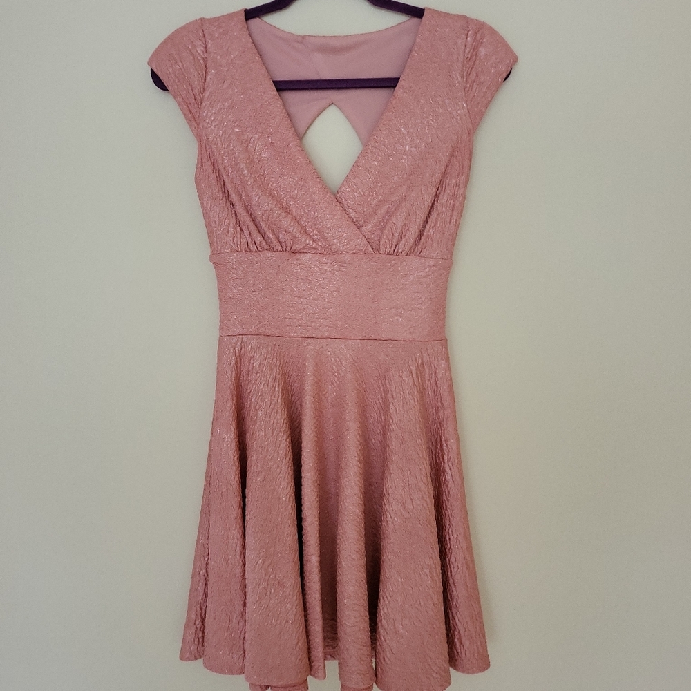 Shiny Pink Party Mini Dress